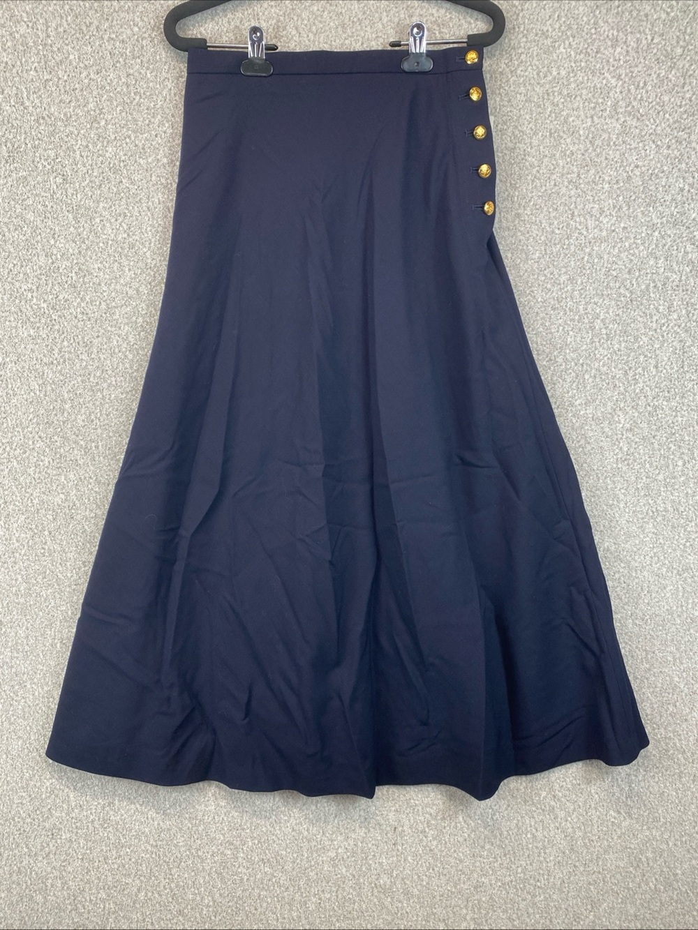 Talbots Wool Maxi Skirt Women's Size 6 Petite Gold Buttons Preppy Minimalist